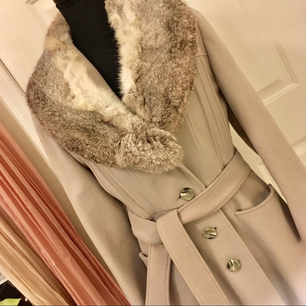 Vintage ladies Union Fur collar wool dress coat L